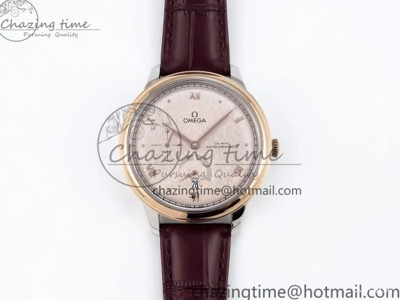 0416 QuickDry De Ville Date RG MKF 1:1 Best Edition Brown Textured Dial Diamonds Marker on Brown Leather Strap A 7747